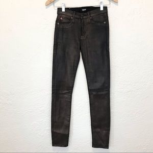 Hudson 25 Nico Jeans Pants Super Skinny Midrise Coated Copper